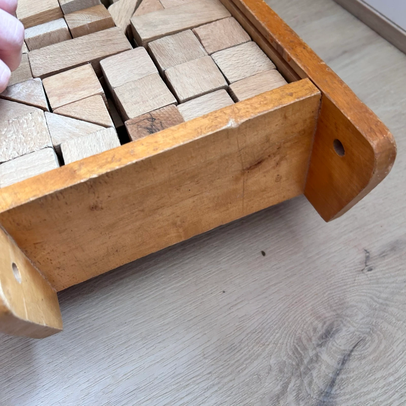 Vintage houten blokkenkar met veel houten blokken – complete set – photo 4